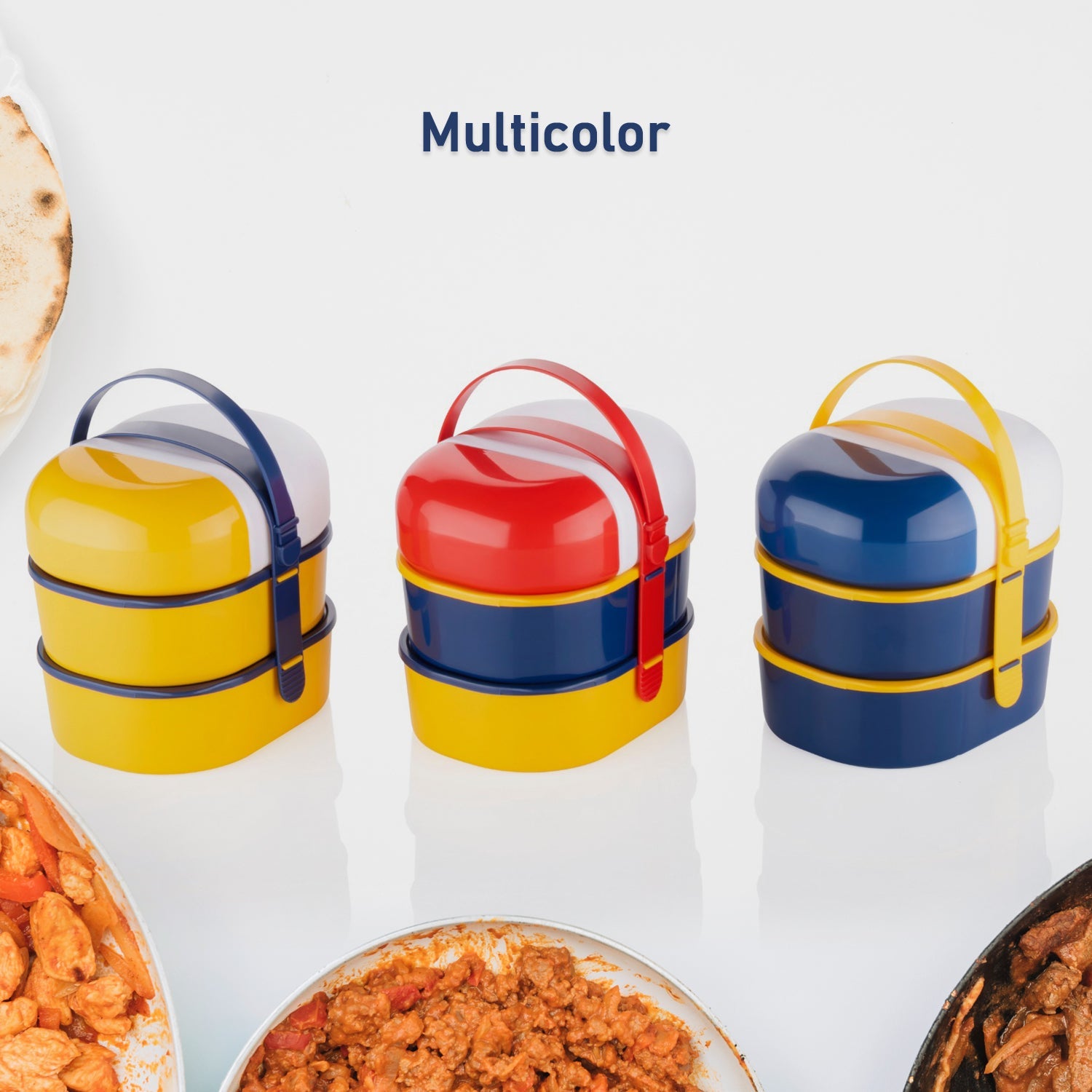 7158 Mr. Chef Smart Lunch Box Capsule shape strap-on lunch box with water bottle and handle DeoDap 7158 Mr. Chef Smart Lunch Box Capsule shape strap-on lunch box with water bottle and handle DeoDap